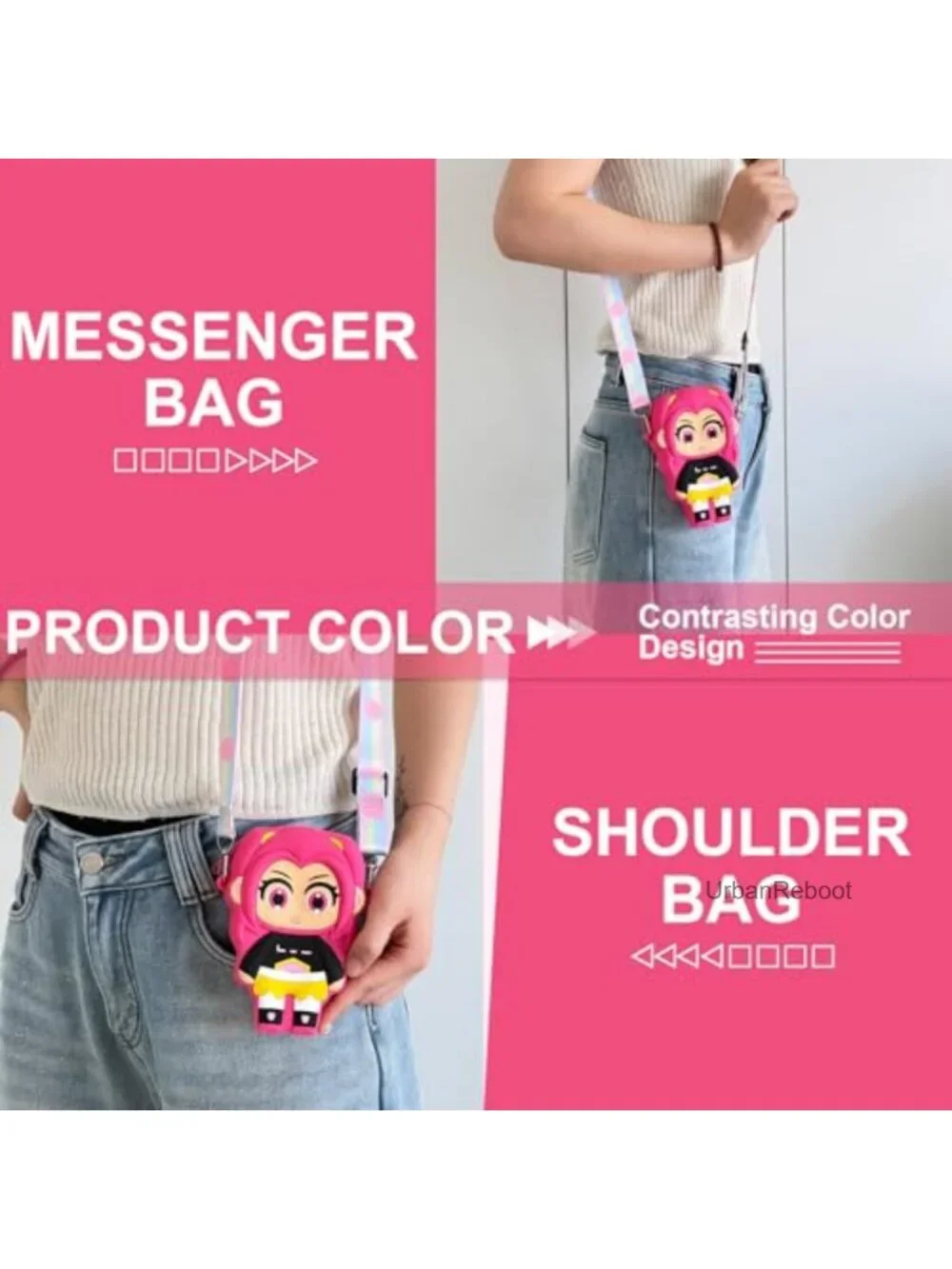 Silicone Mini Crossbody Bag Zipper Anime Wallet Purse Lanyard Girls Gift